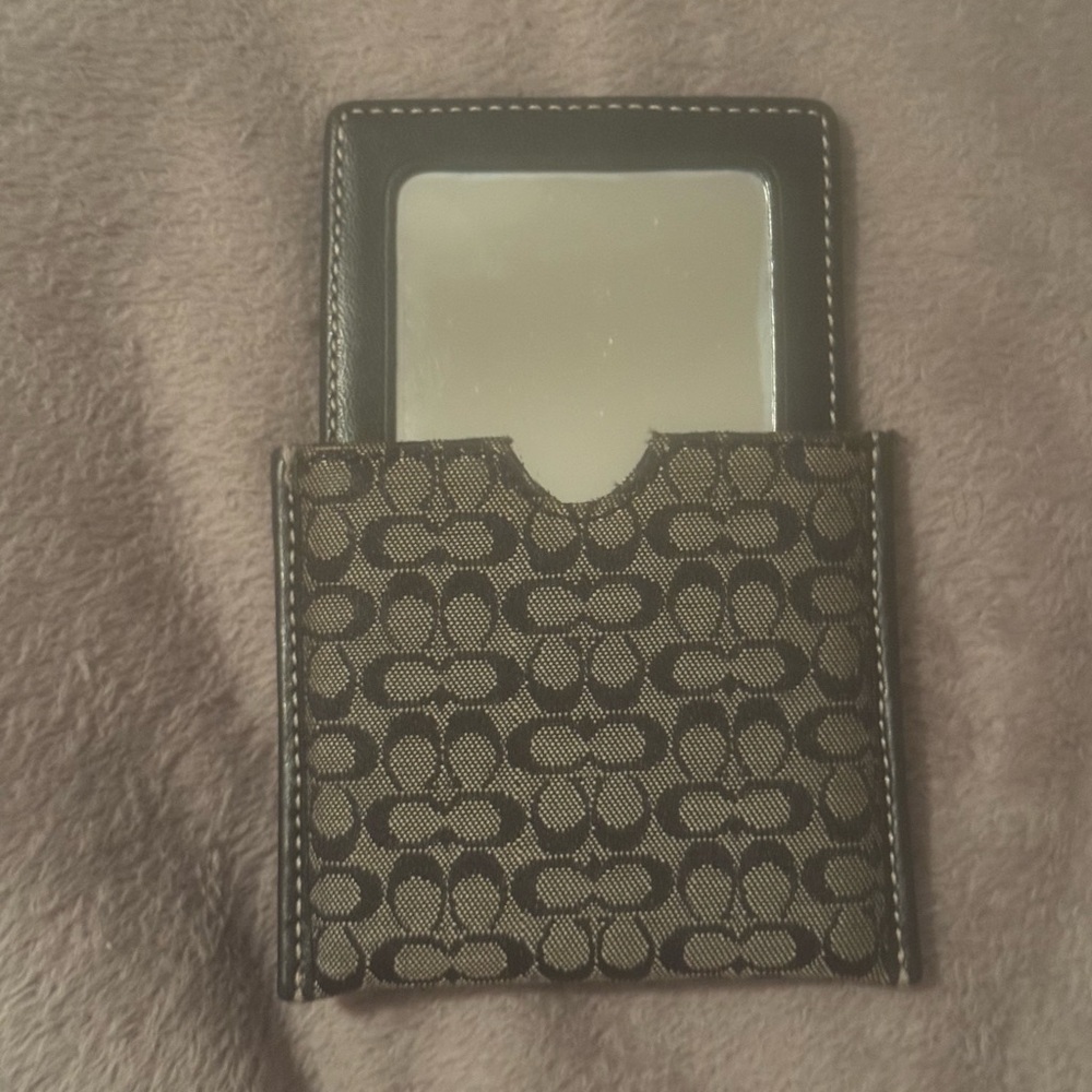 Vintage Coach Logo fabric double sided compact mirror